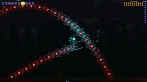 It resembles a large serpentine-like creature composed of the three bosses: The <strong>Destroyer's</strong> head is attached to the Skeletron Prime's head, and The Twins are individually. . Terraria destroyer